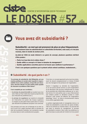 Vous avez dit subsidiarité ? Dossier N° 57 Juin 2016